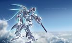  armored_core armored_core_4 blue_hair cloud clouds flying from_software hier mecha_musume 