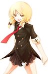  alternate_costume blonde_hair braid buttons casual contemporary kirisame_marisa necktie otogi_kyouka short_hair skirt solo touhou tsurime yellow_eyes 