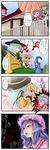  4koma 5girls :&lt; :q angry art_shift ascot aura bad_id bad_pixiv_id blonde_hair blue_hair blush bow bowtie braid captain_freedom cheek_licking cloud comic cuffs face_licking fangs flandre_scarlet full-face_blush glowing hat heart heart_of_string highres hinanawi_tenshi izayoi_sakuya jealous komeiji_koishi licking long_hair maid multiple_girls parasol purple_hair remilia_scarlet shade sharp_teeth short_hair surprised teeth tongue tongue_out touhou translated umbrella uu~ white_hair yandere yawning yuri 