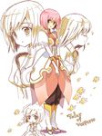  boots copyright_name estellise_sidos_heurassein gloves green_eyes hara_yui knee_boots multiple_persona pink_hair short_hair smile tales_of_(series) tales_of_vesperia white_background 