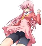  bike_shorts blush brown_eyes hairband hayate_no_gotoku! katsura_hinagiku long_hair pink_hair school_uniform shinshin solo upskirt 