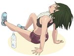  :p chiki_(botsugo) copyright_request flat_chest green_eyes green_hair shoes short_hair sneakers solo tongue tongue_out towel 