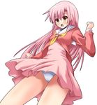  blush brown_eyes hairband hayate_no_gotoku! katsura_hinagiku long_hair panties pink_hair school_uniform shinshin solo underwear 