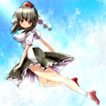  black_hair blush eyebrows hat looking_at_viewer red_eyes shameimaru_aya smile solo tokin_hat touhou umigarasu_(kitsune1963) 