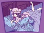  bad_id bad_pixiv_id barefoot computer game_boy game_console handheld_game_console hat headphones headset laptop long_hair patchouli_knowledge purple_eyes purple_hair sega_dreamcast sega_game_gear shaka_ineru solo touhou tumbler_design 