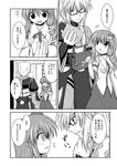  1girl bococho comic detached_sleeves frog glasses greyscale hair_ornament kochiya_sanae monochrome morichika_rinnosuke short_hair snake touhou translated 