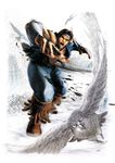  absurdres bird fighting_stance hawk headband highres ikeno_daigo male_focus mexican native_american official_art solo street_fighter thunder_hawk 