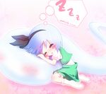  ayakashi_(monkeypanch) bad_id bad_pixiv_id black_hairband blue_hair blush blush_stickers closed_eyes dutch_angle ghost hairband konpaku_youmu konpaku_youmu_(ghost) short_hair sleeping socks solo touhou translated 