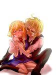  1girl alice_margatroid blonde_hair blush braid genderswap genderswap_(ftm) hetero kirisame_marisa kiss saliva saliva_trail short_hair tears touhou tsubaki_haru yellow_eyes 