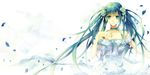  aqua_eyes aqua_hair bad_id bad_pixiv_id dress flower long_hair original petals ria_(pixiv251058) ribbon solo twintails very_long_hair wind 