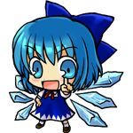  artist_request blue_eyes blue_hair bow chibi cirno dress full_body hair_bow lowres short_hair solo touhou transparent_background wings 