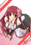  amane_(dream_c_club) breasts cleavage dream_c_club dream_c_club_(series) kurochima large_breasts long_hair red_eyes red_hair solo thighhighs 