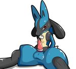  anthro balls blush canine clenched_teeth cum cum_on_penis erection fur hindpaw jackal knot long_ears looking_at_viewer lucario male mammal nintendo nude paws penis pok&eacute;mon precum sharp_teeth sitting solo spikes spread_legs spreading squint sweat tears teeth vein veiny_penis video_games yohisa 