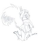  2014 anthro big_tail boots bow breasts chest_tuft clothed clothing cute dress female fur happy high_heels jumping looking_at_viewer mammal oonami pose rodent small_breasts smile squirrel tuft 