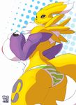  big_breasts big_butt breasts butt chest_tuft digimon female fur nipples renamon solo thick_thighs tuft 