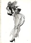  90s ass bent_over choujin_gakuen_gowcaizer game hishizaki_shaia monochrome oldschool oobari_masami sideboob 