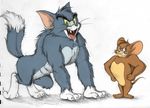 canine cat duo feline jerry lilith_(artist) male mammal mouse rodent tom tom_and_jerry were werewolf 