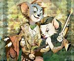  anthro breasts fangs feline female gun mammal meghan_mauriat ranged_weapon red_lips tom tom_and_jerry weapon 
