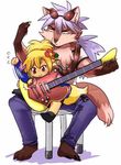  1boshi anthro canine female fox fur guitar japanese kemono male mammal musical_instrument tagme text translation_request 