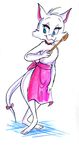  anthro apron blue_eyes cat collaboration feline female fur mammal pink_nose ribbons sidviscous spoon tom_and_jerry toodles_galore white_fur 