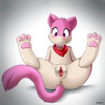  2015 anus blush female fur gaping gaping_pussy hindpaw hybrid jem looking_at_viewer looking_down marble_soda mew mewlava nintendo nude pawpads paws pink_fur pok&eacute;mon pussy scarf solo spread_legs spread_pussy spreading tape video_games 