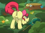  anus apple_bloom_(mlp) arthropod butt butterfly clitoris equine female friendship_is_magic fur hooves horse insect mammal my_little_pony navel nude outside pony presenting presenting_hindquarters pussy rainihorn red_fur smile solo yellow_fur young 