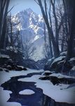  bad_pixiv_id chromatic_aberration day forest izumi_sai mountain nature no_humans original photorealistic reflection scenery sky snow tree winter 