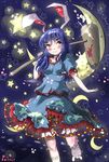  1girl animal_ears blood blush bunny dress hammer legacy_of_lunatic_kingdom moon night palinus seiran_(touhou) touhou touhou_15_demo_character_(temporary) 