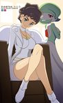  bare_legs blue_eyes carnet_(pokemon) character_name choker crossed_legs gardevoir gen_3_pokemon jewelry looking_at_viewer necklace pokemon pokemon_(creature) pokemon_(game) pokemon_xy short_hair vivivoovoo 