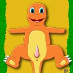  2015 3_fingers 3_toes animal_genitalia anus blue_eyes charmander claws dragonfox69 looking_at_viewer lying male nintendo on_back open_mouth orange_skin outside pawpads paws penis pok&eacute;mon precum presenting raised_leg solo spread_legs spreading tan_skin tapering_penis toe_claws toes tongue video_games 