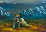  canine female latex_(artist) mammal oil traditional_media_(artwork) wolf 