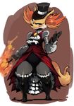  bittenhard blush delphox female fire hat legwear looking_at_viewer magic_user nintendo pok&eacute;mon red_eyes solo stick stockings thick_thighs thigh_highs top_hat video_games wide_hips 