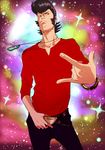  \m/ bad_id bad_pixiv_id belt black_hair bracelet dandy_(space_dandy) highres jewelry ma2 male_focus necklace pompadour solo space_dandy 