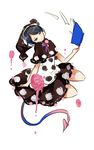  black_hair book capelet demon_tail doremy_sweet dream_soul hat highres shigureru shirt simple_background skirt solo tail tapir_tail touhou 