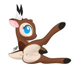  2015 anus butt cervine deer fan_character female looking_at_viewer looking_back mammal maplepuff nude pussy solo superchargedbronie 