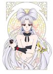  akagi_towa art_nouveau breasts earrings go!_princess_precure highres jewelry long_hair looking_at_viewer mask mask_removed medium_breasts nipples nude pointy_ears precure red_eyes sabachiyo_land solo twilight_(go!_princess_precure) very_long_hair white_hair wrist_cuffs 