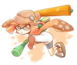  1girl domino_mask female frown inkling mask nintendo orange_eyes orange_hair sneakers solo splatoon tentacle_hair ziro_(daydozen) 