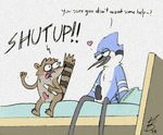  &lt;3 anthro avian bird cartoon_network duo erection male male/male mammal mordecai_(regular_show) penis raccoon regular_show rigby_(regular_show) sweaciabic 