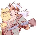  1boshi anthro canine clothing eyewear fox fur guitar hair japanese kemono long_hair male mammal musical_instrument smile sunglasses tagme 