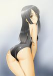  ass black_hair chaborin competition_school_swimsuit highres long_hair one-piece_swimsuit original school_swimsuit solo swimsuit yellow_eyes 