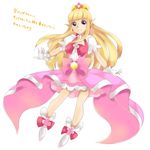  blonde_hair blue_eyes boots bow cosplay cure_flora cure_flora_(cosplay) dress gloves go!_princess_precure highres long_hair magical_girl pink_bow pointy_ears precure princess_zelda seiyuu_connection shimamura_yuu smile solo the_legend_of_zelda yamage_yuki 