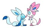  ambiguous_gender animated duo eeveelution feral glaceon lying nintendo plain_background pok&eacute;mon robosylveon sitting sylveon video_games white_background 