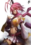  bandages bare_shoulders belt breasts detached_sleeves koihime_musou large_breasts midriff navel pink_eyes pink_hair ryofu scarf sideboob skirt solo sowel_(sk3) tattoo thighhighs 