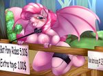  anthro anthrofied areola avian bat blue_eyes blush breasts camychan collar english_text fangs female friendship_is_magic fur hair half-closed_eyes looking_at_viewer mammal my_little_pony nipples nude open_mouth outside pink_fur pink_hair pinkie_pie_(mlp) sex_toy solo teeth text tongue vibrator wings 