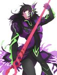  armor black_hair eva_01 gaius_(tales) lance_of_longinus male_focus neon_genesis_evangelion piko_(pixiv_24613) polearm red_eyes solo spear tales_of_(series) tales_of_xillia tales_of_xillia_2 weapon 