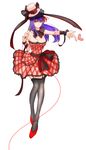  bad_id bad_pixiv_id bow breasts cleavage dognong dress fate/stay_night fate_(series) garter_straps hair_ribbon hat highres idol large_breasts matou_sakura microphone plaid purple_eyes purple_hair ribbon solo thighhighs top_hat 