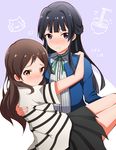  absurdres black_hair blush brown_eyes brown_hair carrying highres idolmaster idolmaster_million_live! kitazawa_shiho long_hair mogami_shizuka multiple_girls princess_carry wkdnlwoddl 