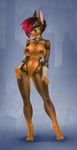  2015 anthro avoid_posting breasts canid canine canis chain dobermann domestic_dog ear_piercing female green_eyes grin hi_res humanoid_pointy_ears looking_at_viewer mammal navel nipples nude piercing pinscher pussy sif smile solo standing 