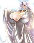  blue_eyes breasts copyright_request huge_breasts milf very_long_hair white_hair zetarok 