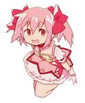  :d anpolly bow choker gloves hair_bow kaname_madoka looking_at_viewer magical_girl mahou_shoujo_madoka_magica open_mouth pink_eyes pink_hair short_hair smile solo transparent_background twintails white_gloves 